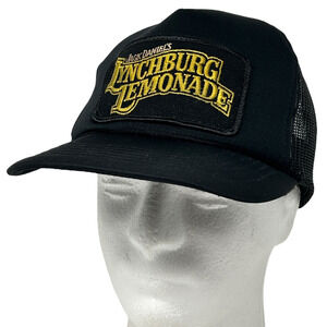 Vintage 80s Jack Daniels Lynchburg Lemonade Trucker Hat Cap Black Mesh Snapback